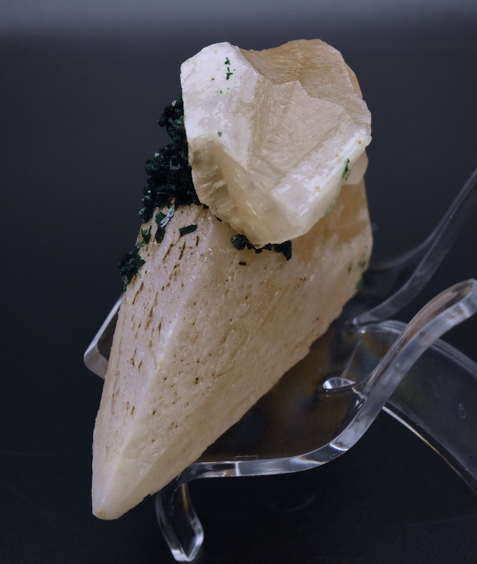 Malachite on Dogtooth Calcite Crystal Mineral Specimens - DRC