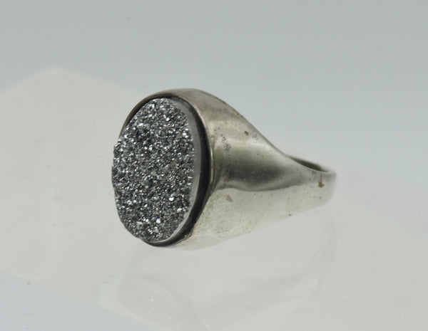 Vintage Sterling Silver Druze Ring - Size 6.25