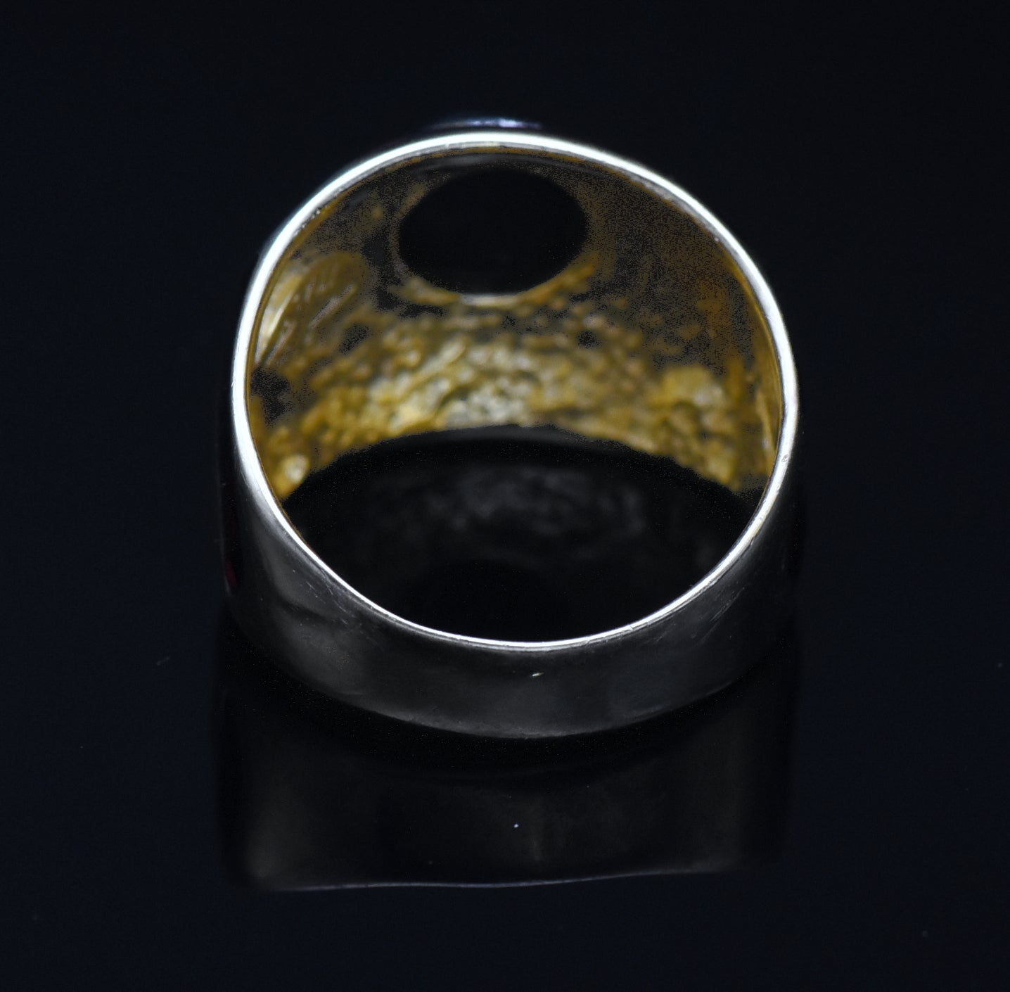 Vintage Italian Vermeil, Black Onyx and Enamel Ring - Size 8.75 READ DESCRIPTION