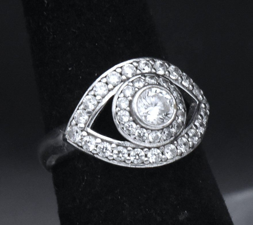 Netali Nissim - Sterling Silver Cubic Zirconia Eye Ring - Size 6