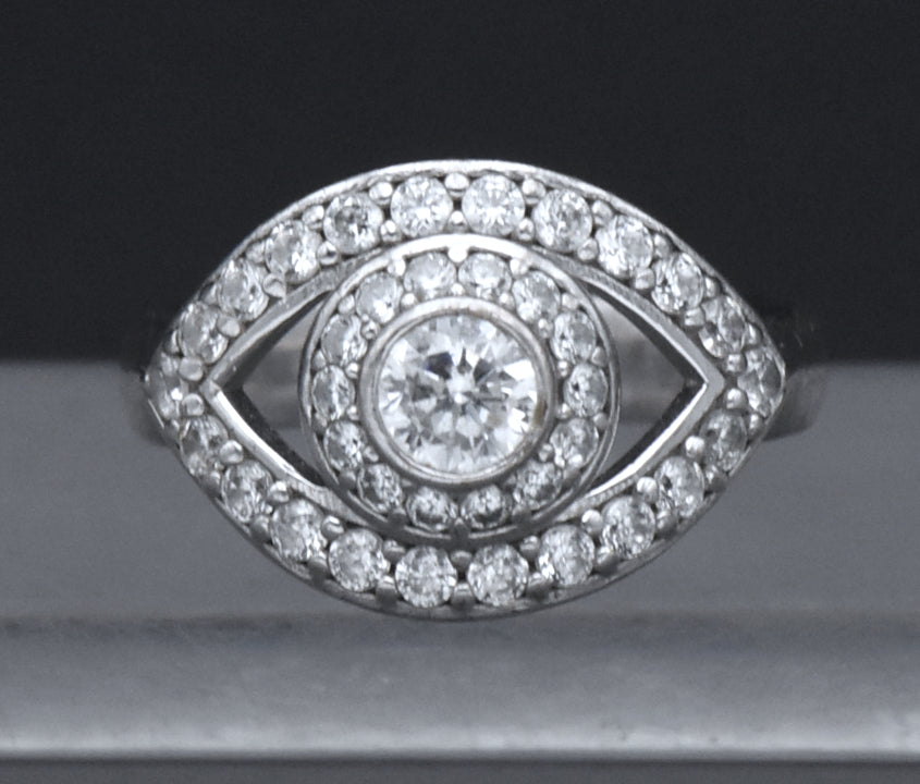 Netali Nissim - Sterling Silver Cubic Zirconia Eye Ring - Size 6