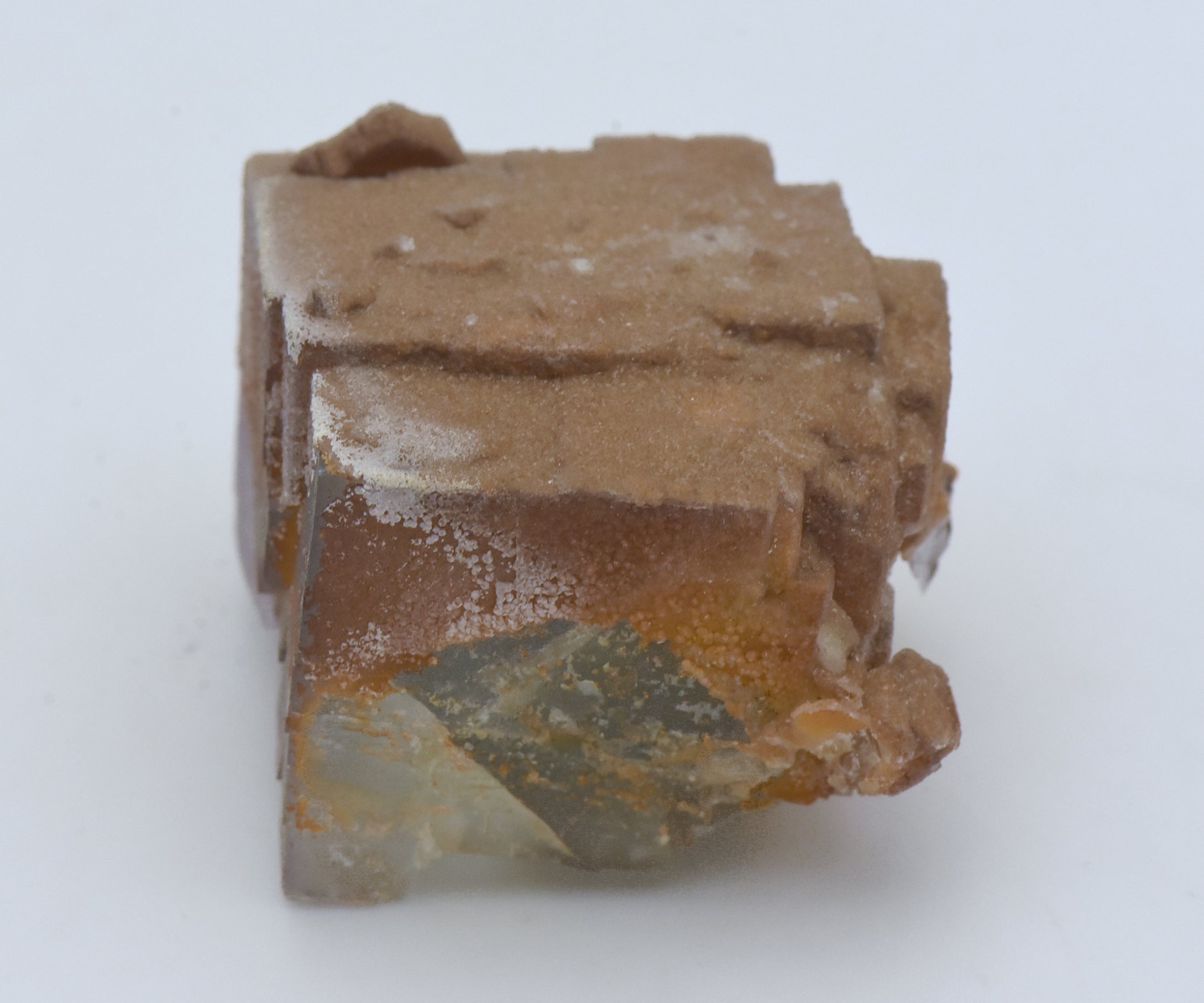 Calcite Microcrystals on Fluorite Mineral Specimen - Greece