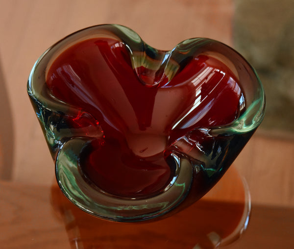 Vintage Handmade Sommerso Glass Ashtray