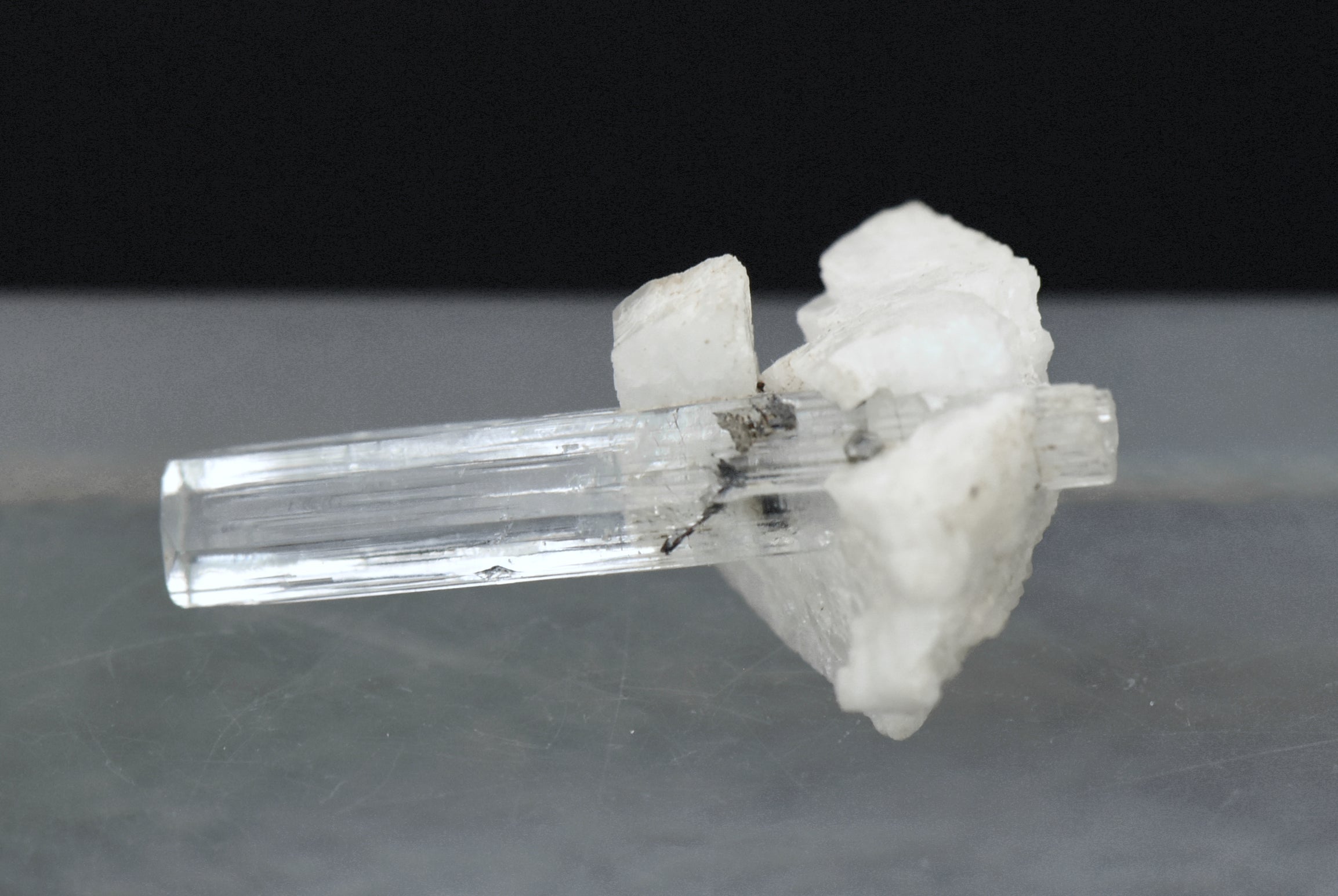 Aquamarine Crystal on Feldspar Mineral Specimen - Pakistan