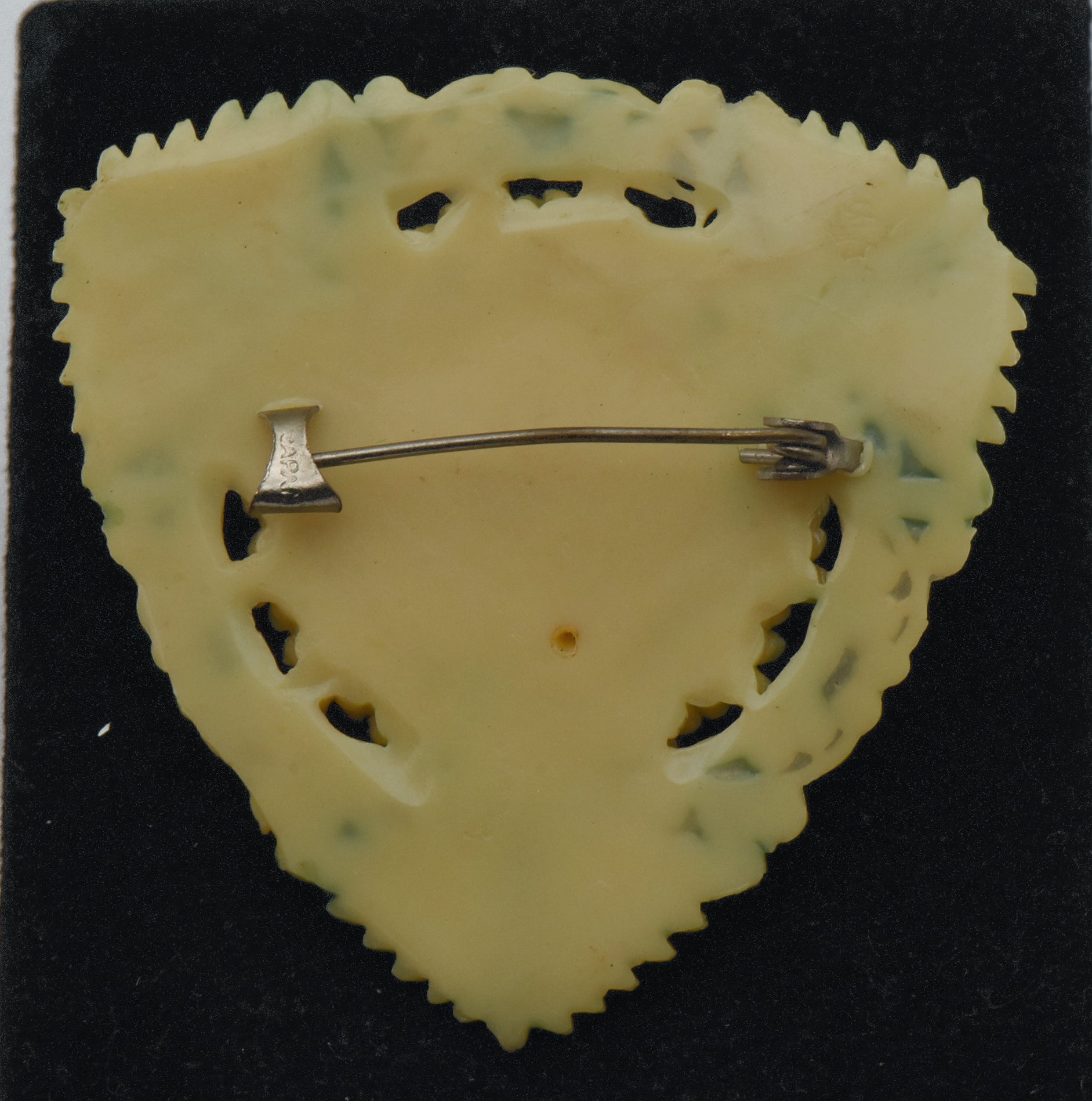 Vintage Carved Plastic Floral Arrangement Brooch