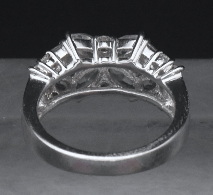 Diamonique - Sterling Silver Floral Design Cubic Zirconia Ring - Size 6.25