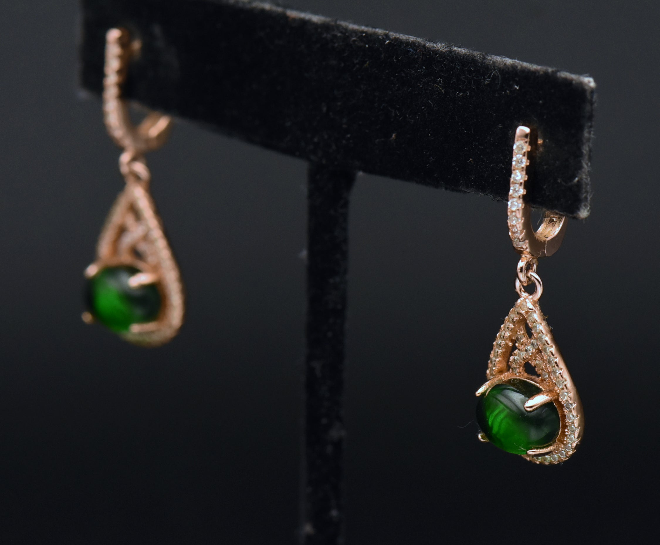 Vintage Rose Gold Tone Sterling Silver Dangle Earrings