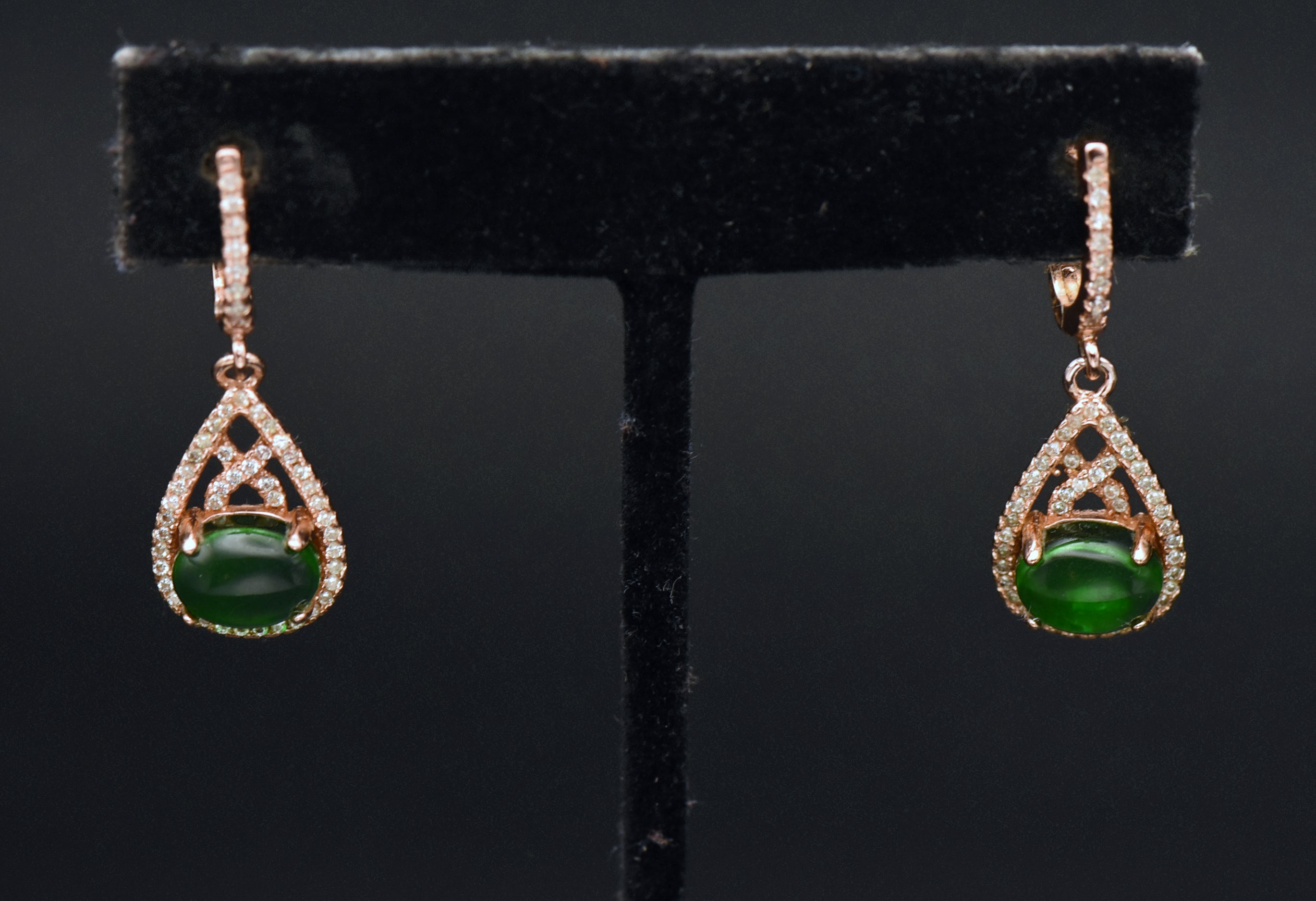 Vintage Rose Gold Tone Sterling Silver Dangle Earrings