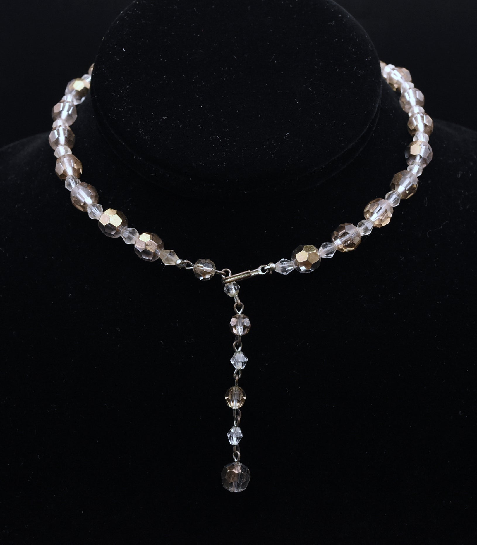 Vintage Faceted Glass Beaded Necklace - 15"