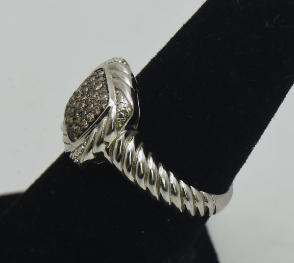 Vintage Sterling Silver Gray Diamonds Ring - Size 6