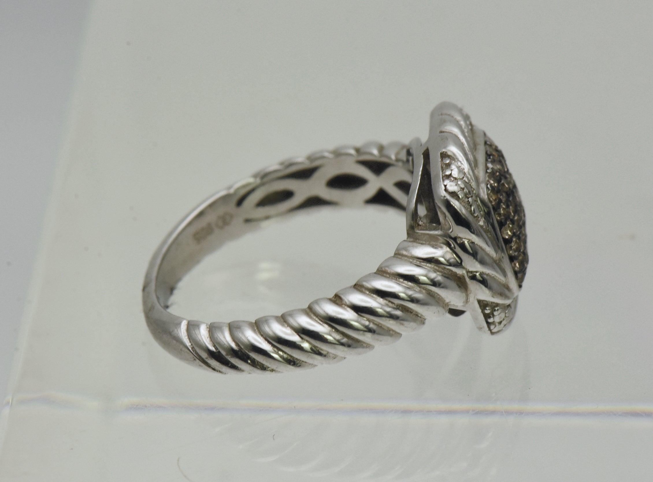 Vintage Sterling Silver Gray Diamonds Ring - Size 6