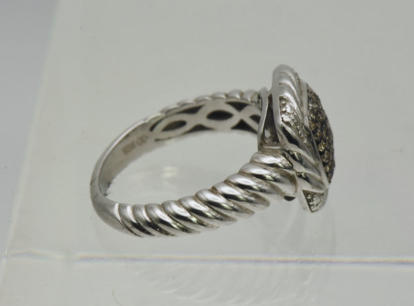 Vintage Sterling Silver Gray Diamonds Ring - Size 6