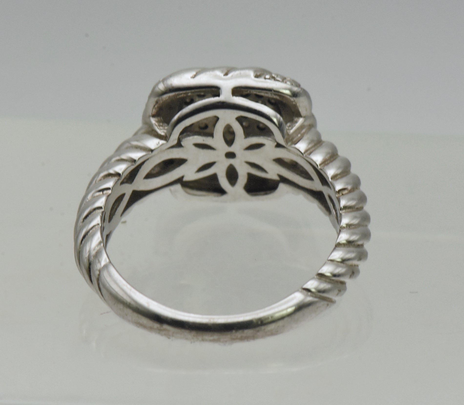 Vintage Sterling Silver Gray Diamonds Ring - Size 6