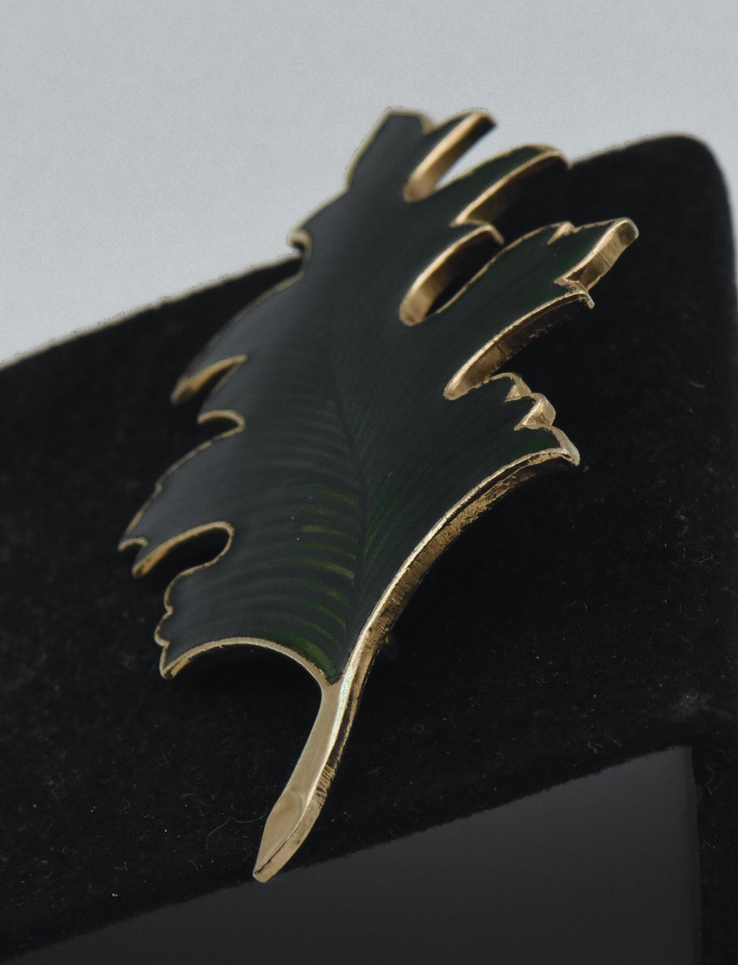 Vintage Gold Tone and Enamel Leaf Brooch