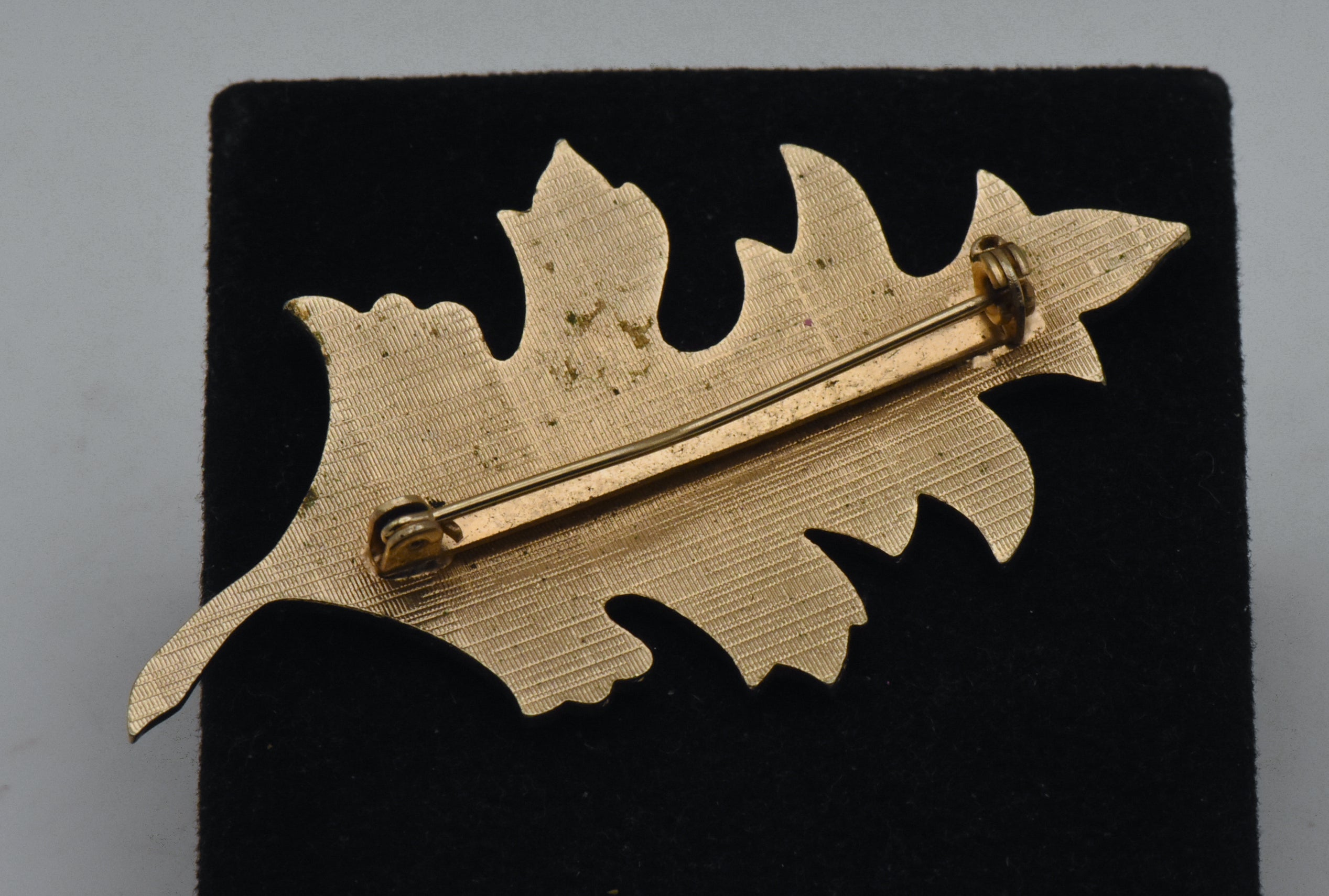 Vintage Gold Tone and Enamel Leaf Brooch