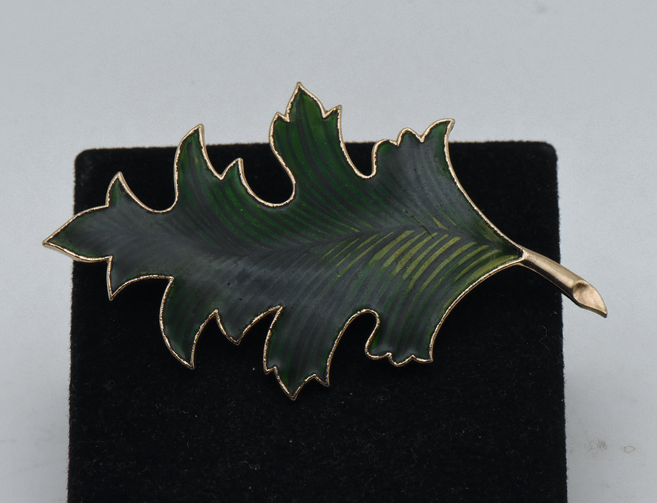 Vintage Gold Tone and Enamel Leaf Brooch