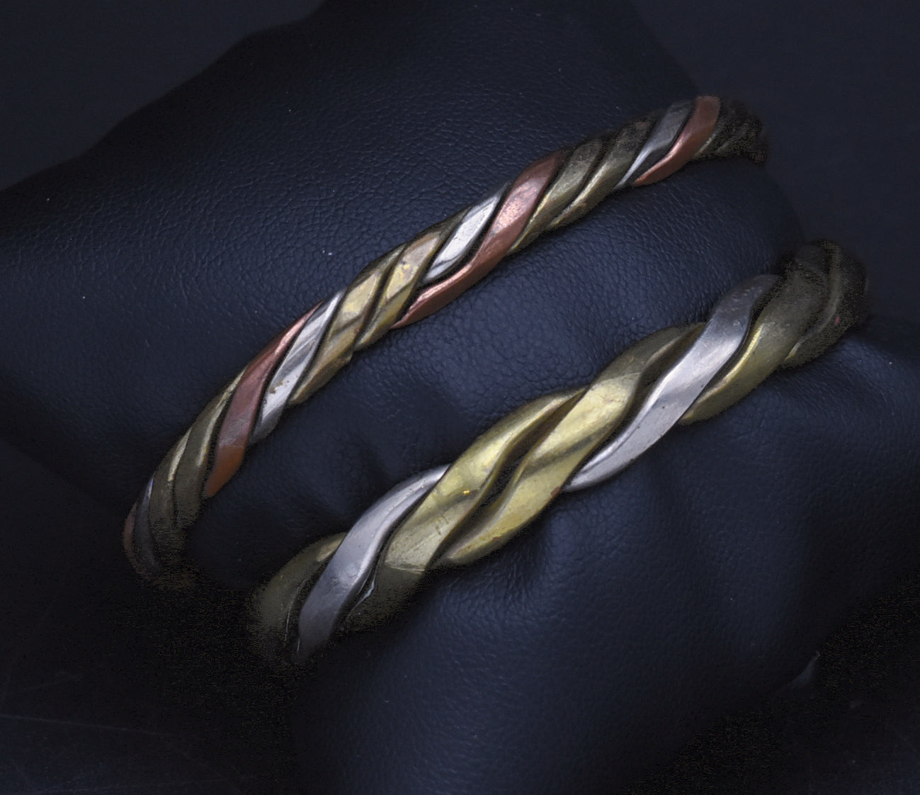 Vintage Pair of Handcrafted Braided Metal Bracelets