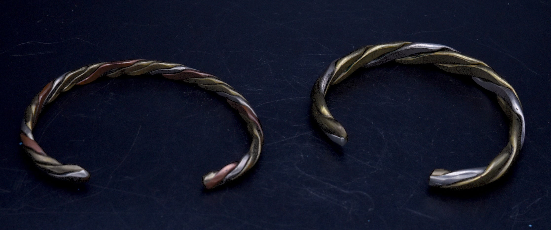 Vintage Pair of Handcrafted Braided Metal Bracelets