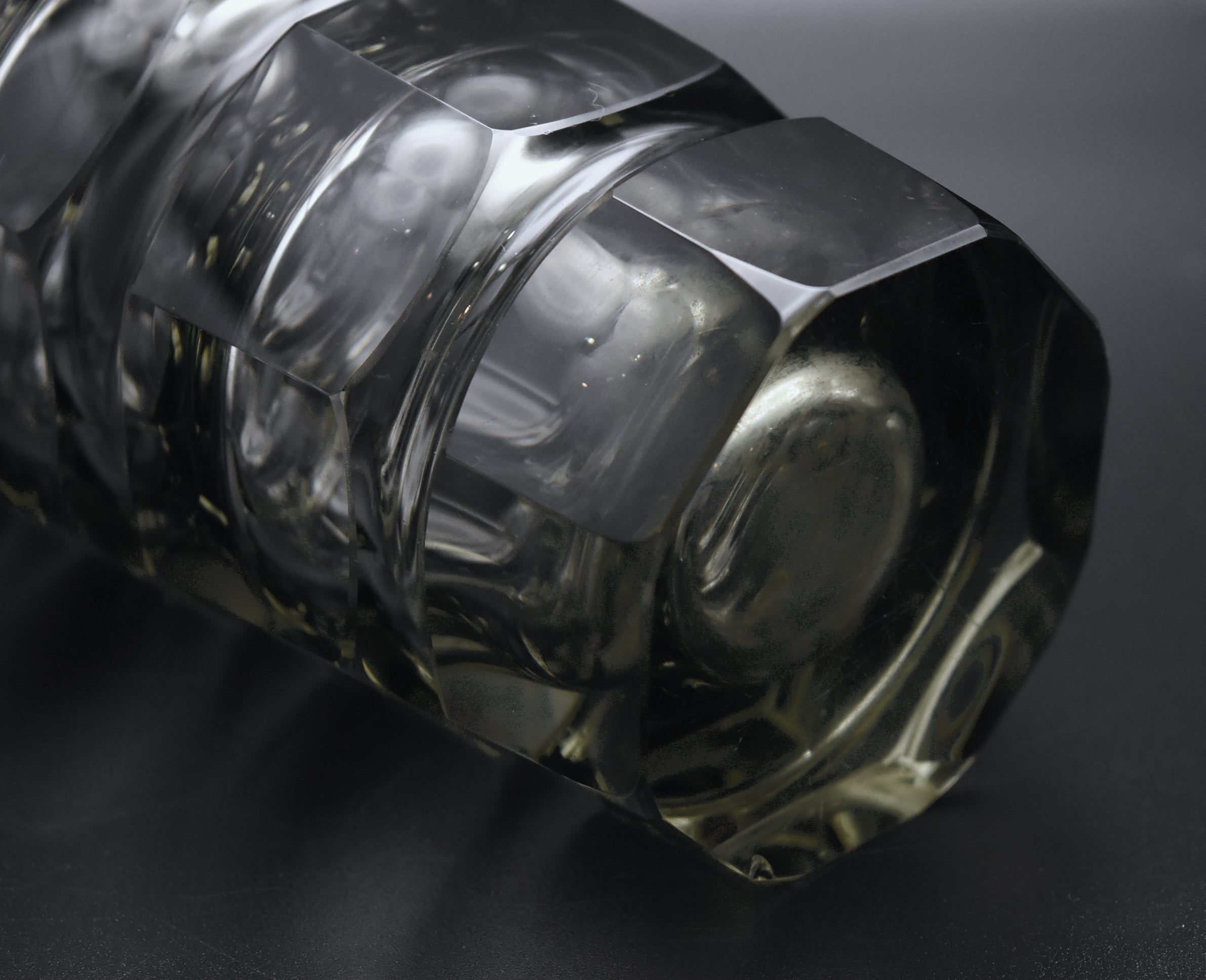 Moser - Vintage Josef Hoffman Smoked Faceted Glass Vase - AS IS