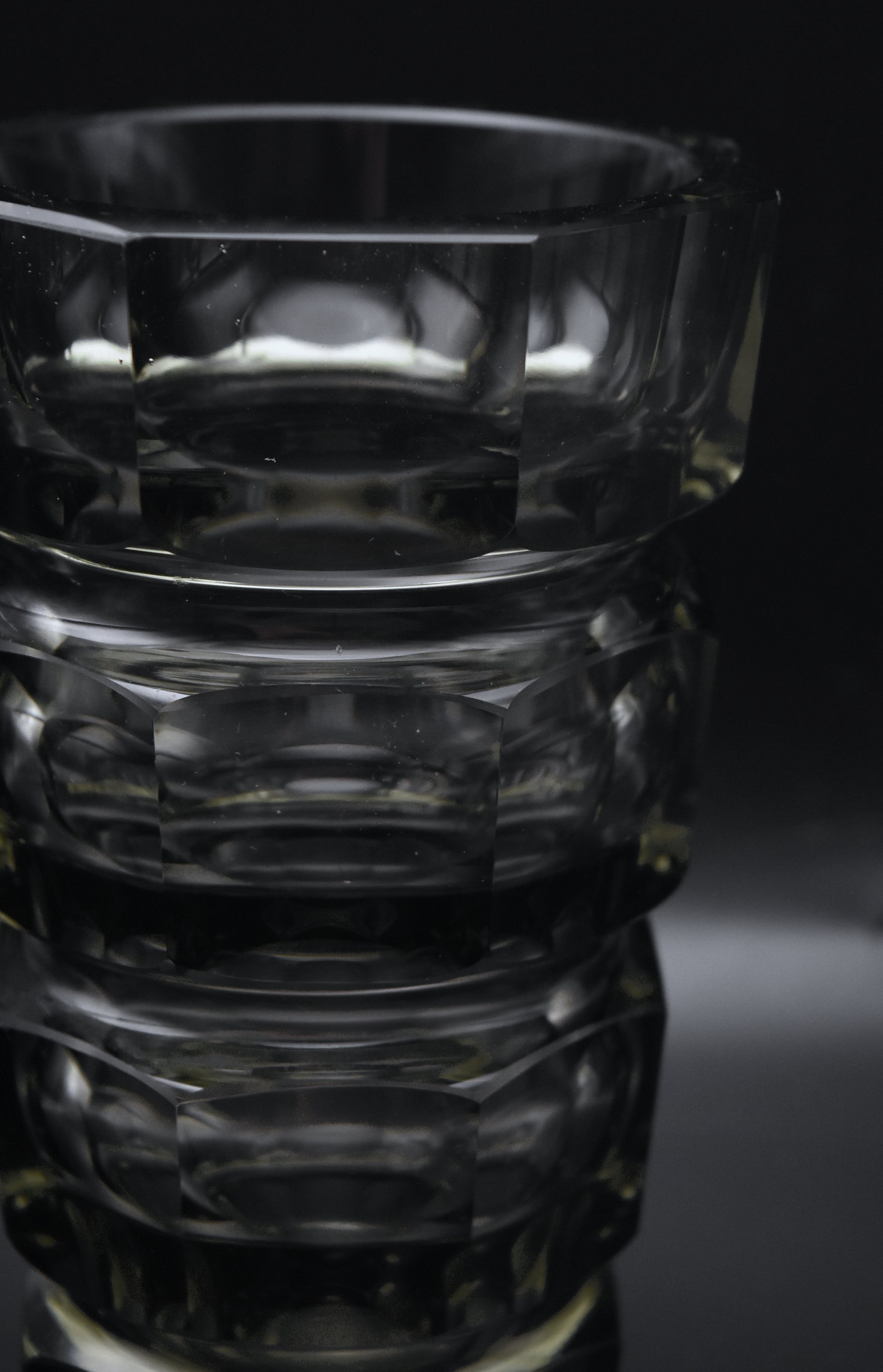 Moser - Vintage Josef Hoffman Smoked Faceted Glass Vase - AS IS