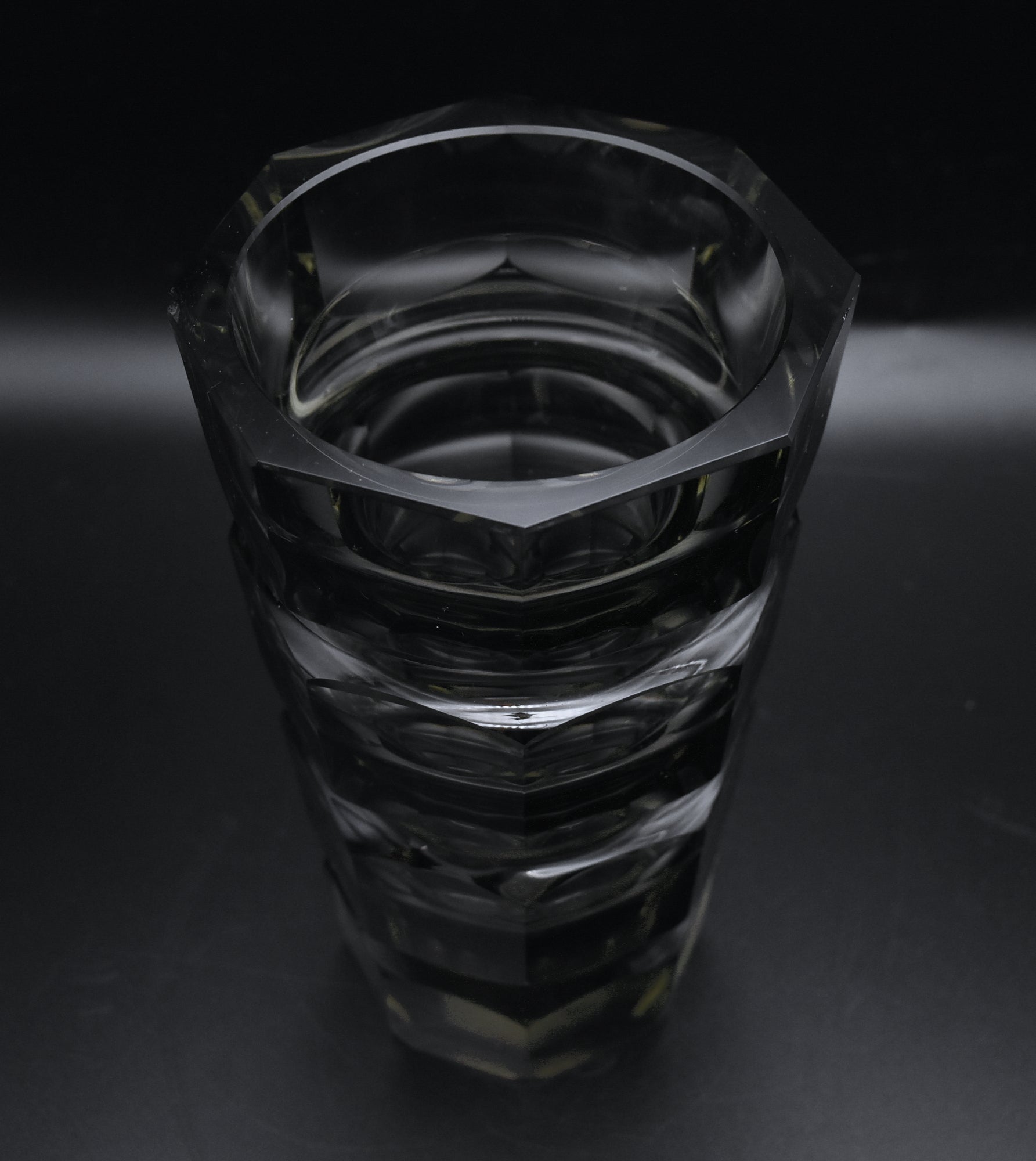Moser - Vintage Josef Hoffman Smoked Faceted Glass Vase - AS IS