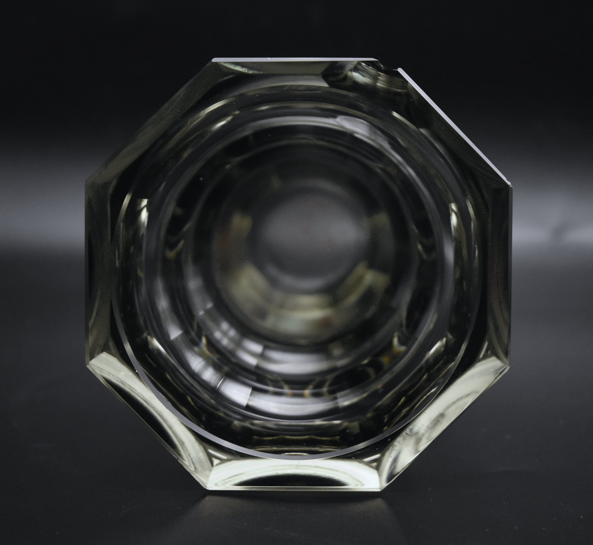 Moser - Vintage Josef Hoffman Smoked Faceted Glass Vase - AS IS