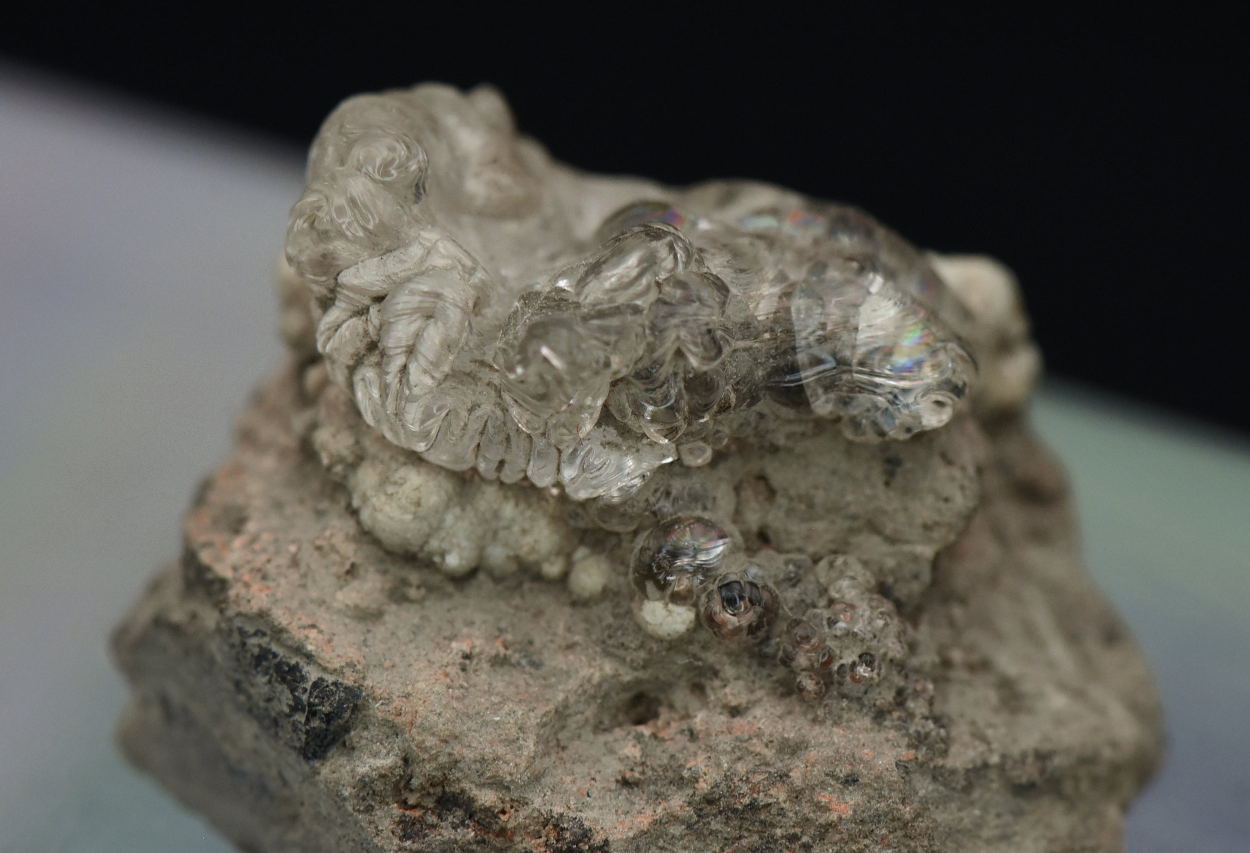 Hyalite on Matrix Mineral Specimen - Czechia