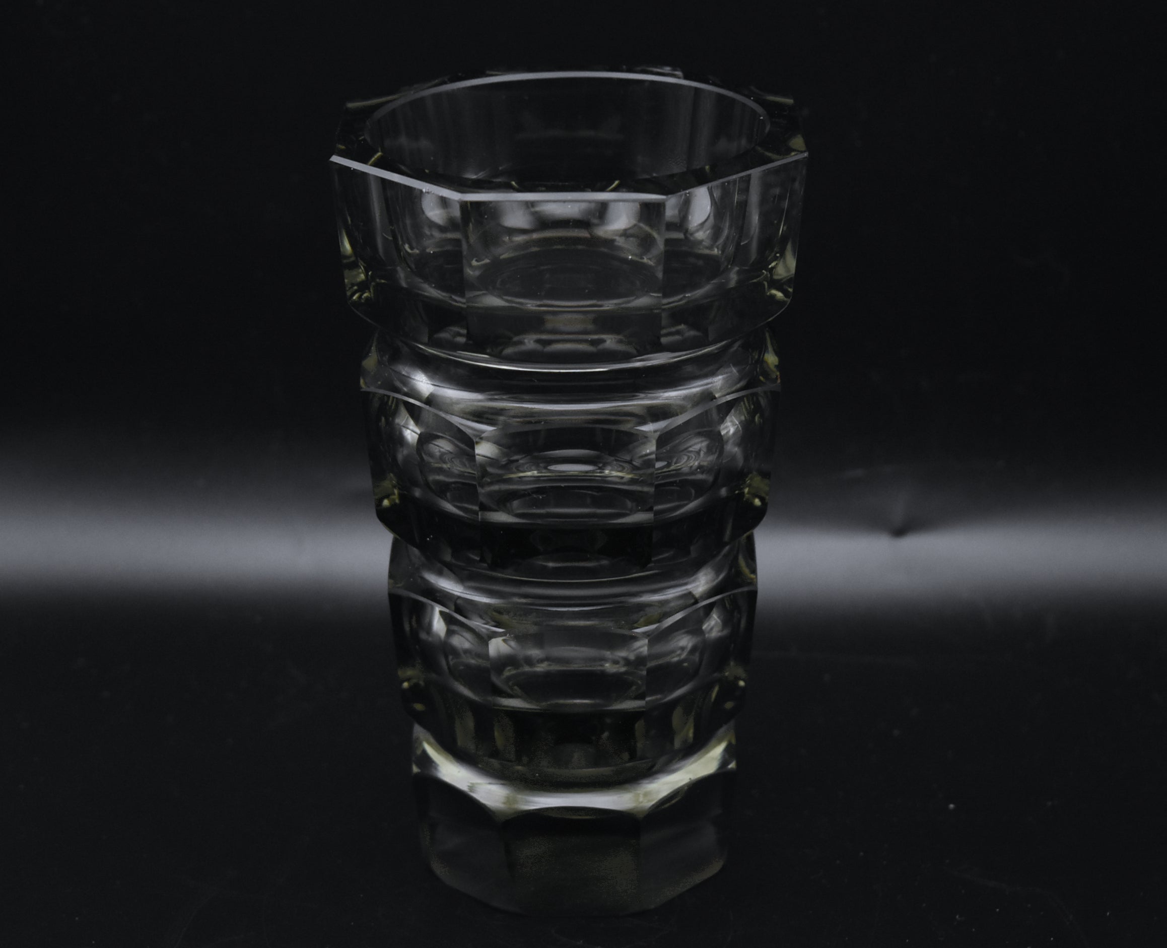 Moser - Vintage Josef Hoffman Smoked Faceted Glass Vase - AS IS