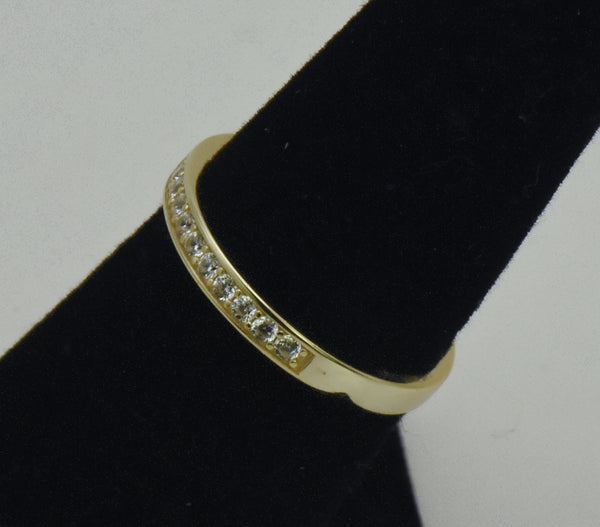 Vintage Gold Tone Sterling Silver Cubic Zirconia Ring - Size 6