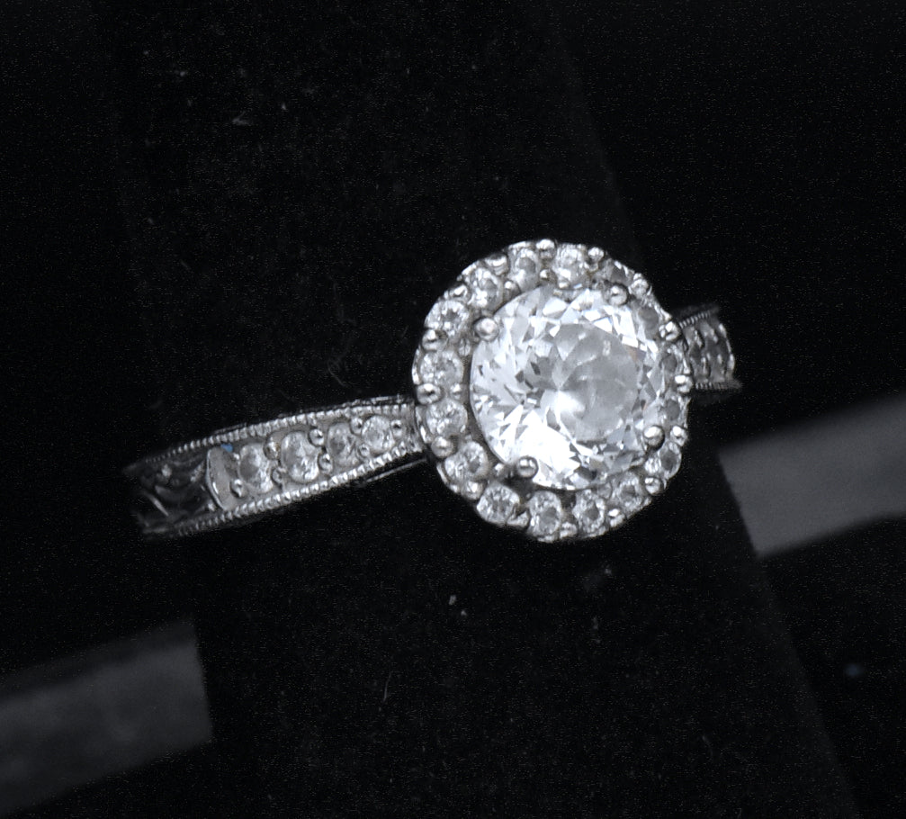 Tacori - Sterling Silver Cubic Zirconia Halo Ring - Size 7