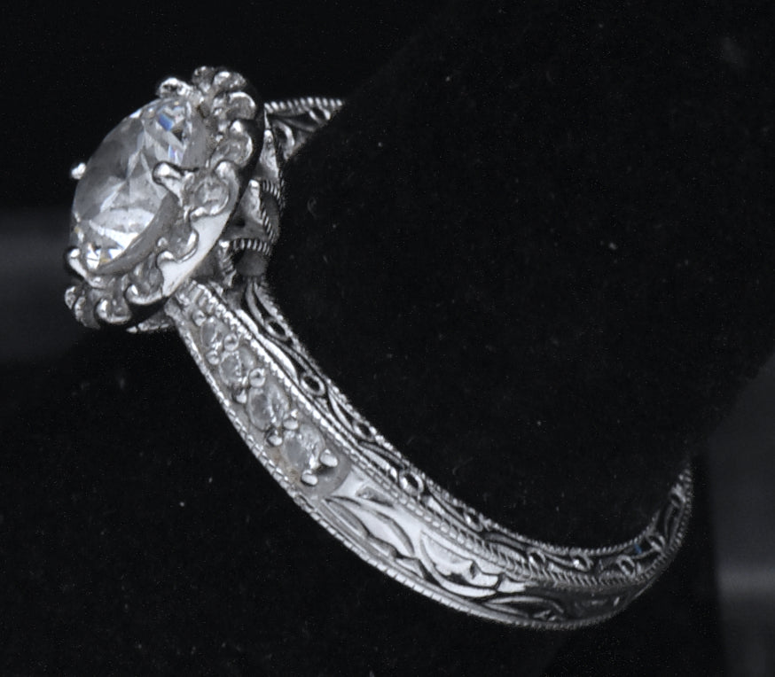 Tacori - Sterling Silver Cubic Zirconia Halo Ring - Size 7