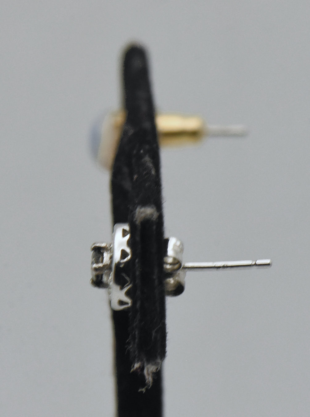 MISMATCHED Vintage Stud Earrings with Hematite and Diamonds, and Faux Opal