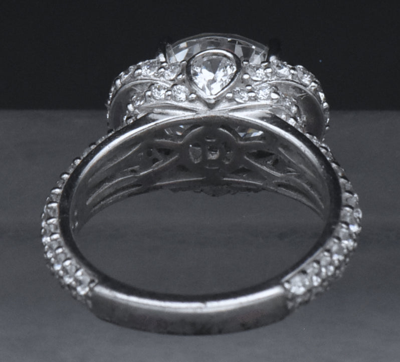 Sterling Silver Cubic Zirconia Half Halo Ring - Size 6.25