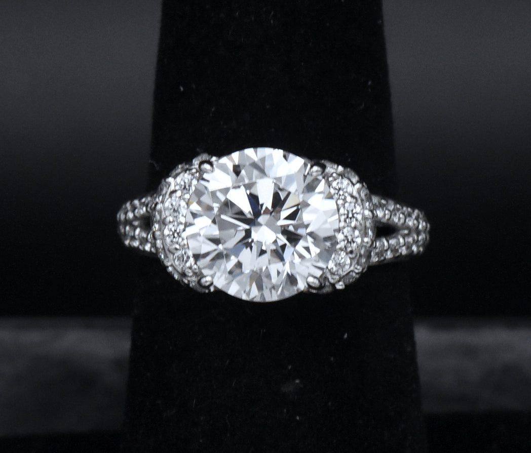 Sterling Silver Cubic Zirconia Half Halo Ring - Size 6.25