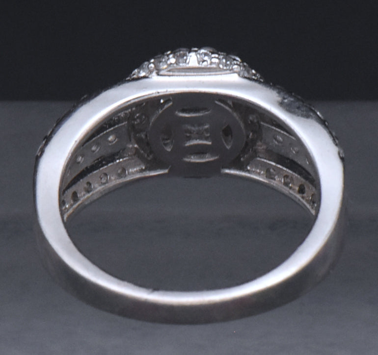 Sterling Silver Cubic Zirconia Halo Ring - Size 6