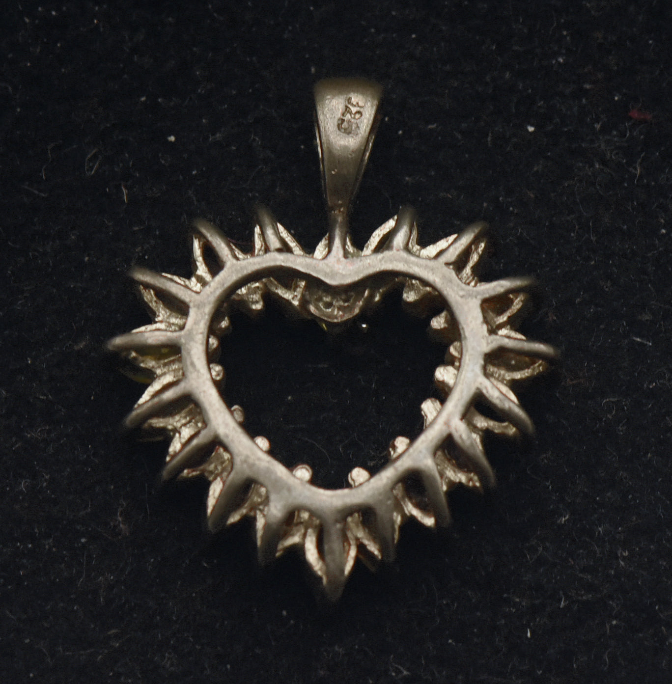 Vintage Sterling Silver Multi-Color Crystal Heart Pendant - AS IS