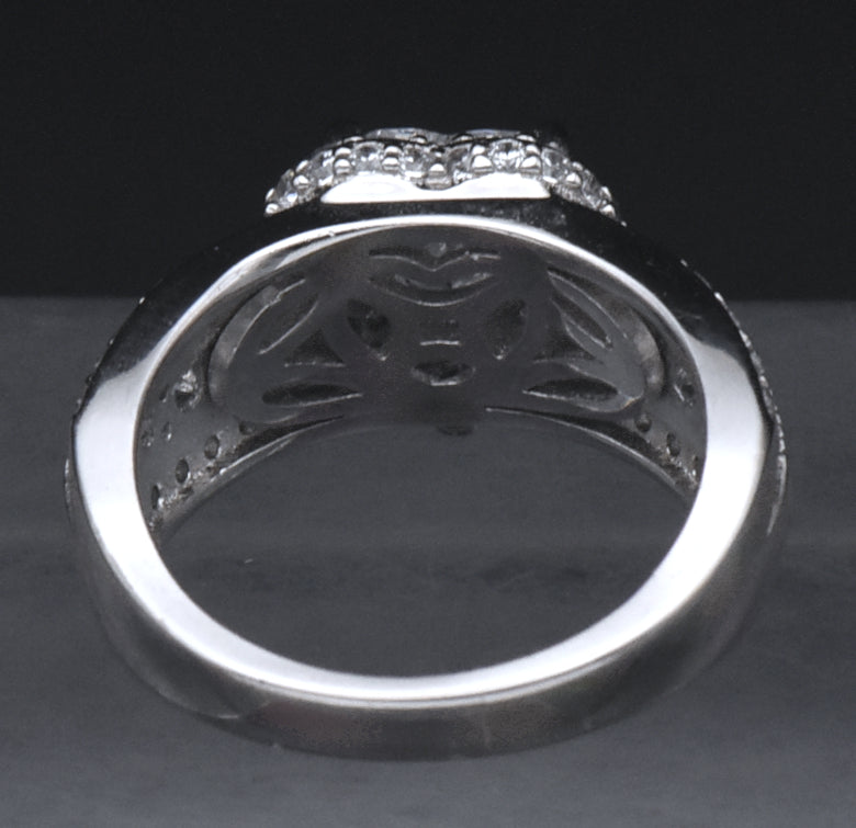 Sterling Silver Heart Cut Cubic Zirconia Halo Ring - Size 6