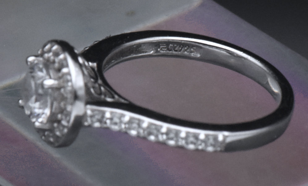 Sterling Silver Cubic Zirconia Halo Ring - Size 7