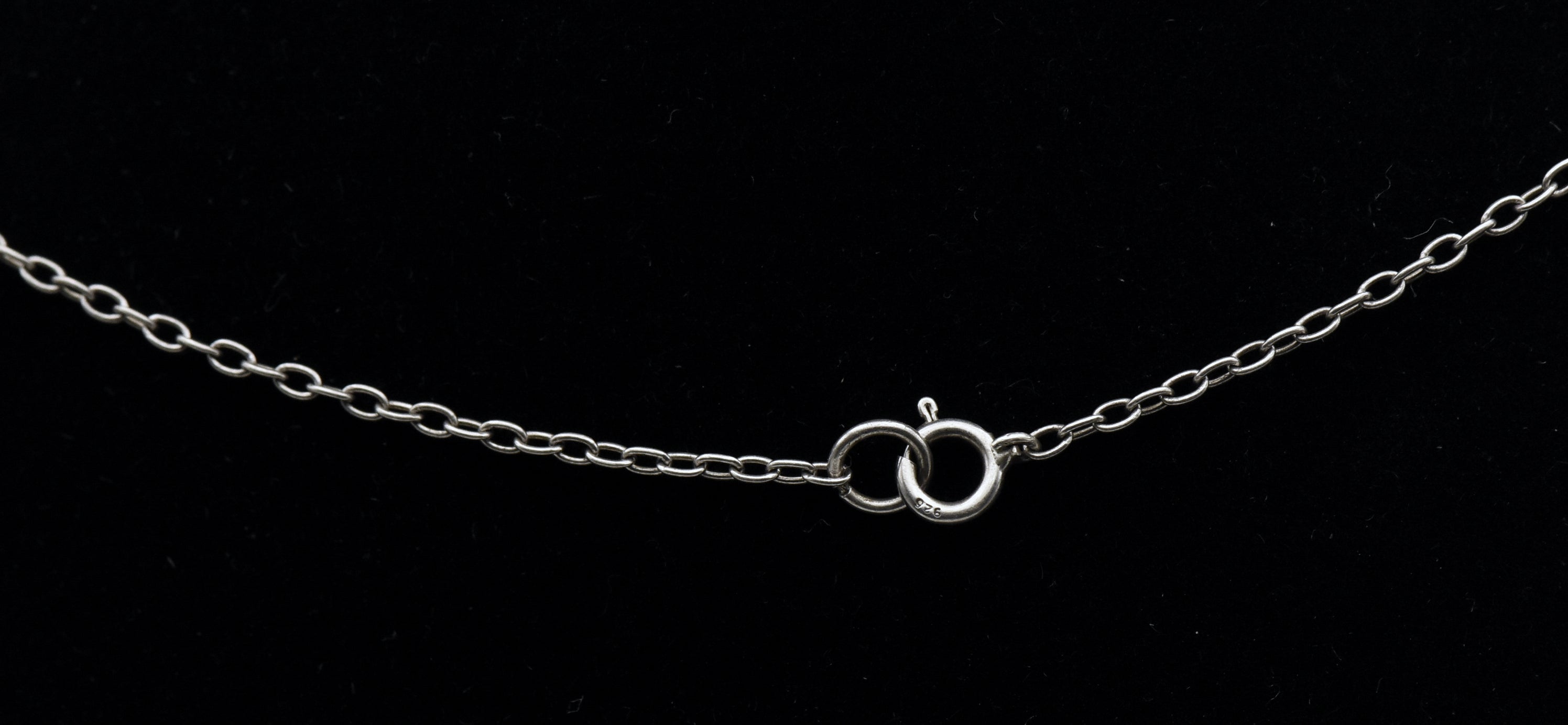 Vintage Black Diamond and Marcasite Sterling Silver Infinity Pendant Chain Necklace - 18.25"