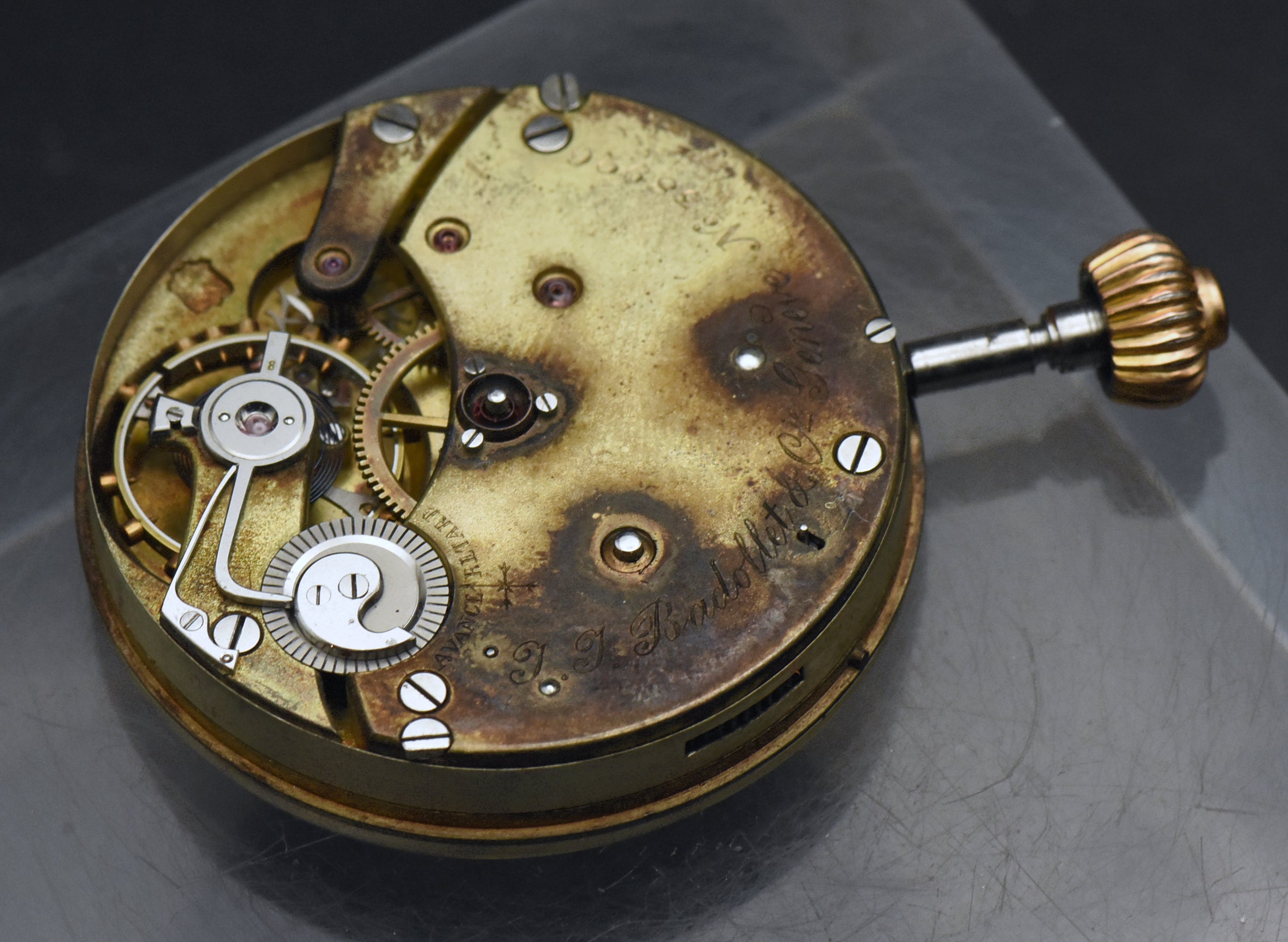 J.J. Badollet & Co. - Antique Swiss Pocket Watch Movement - Functioning