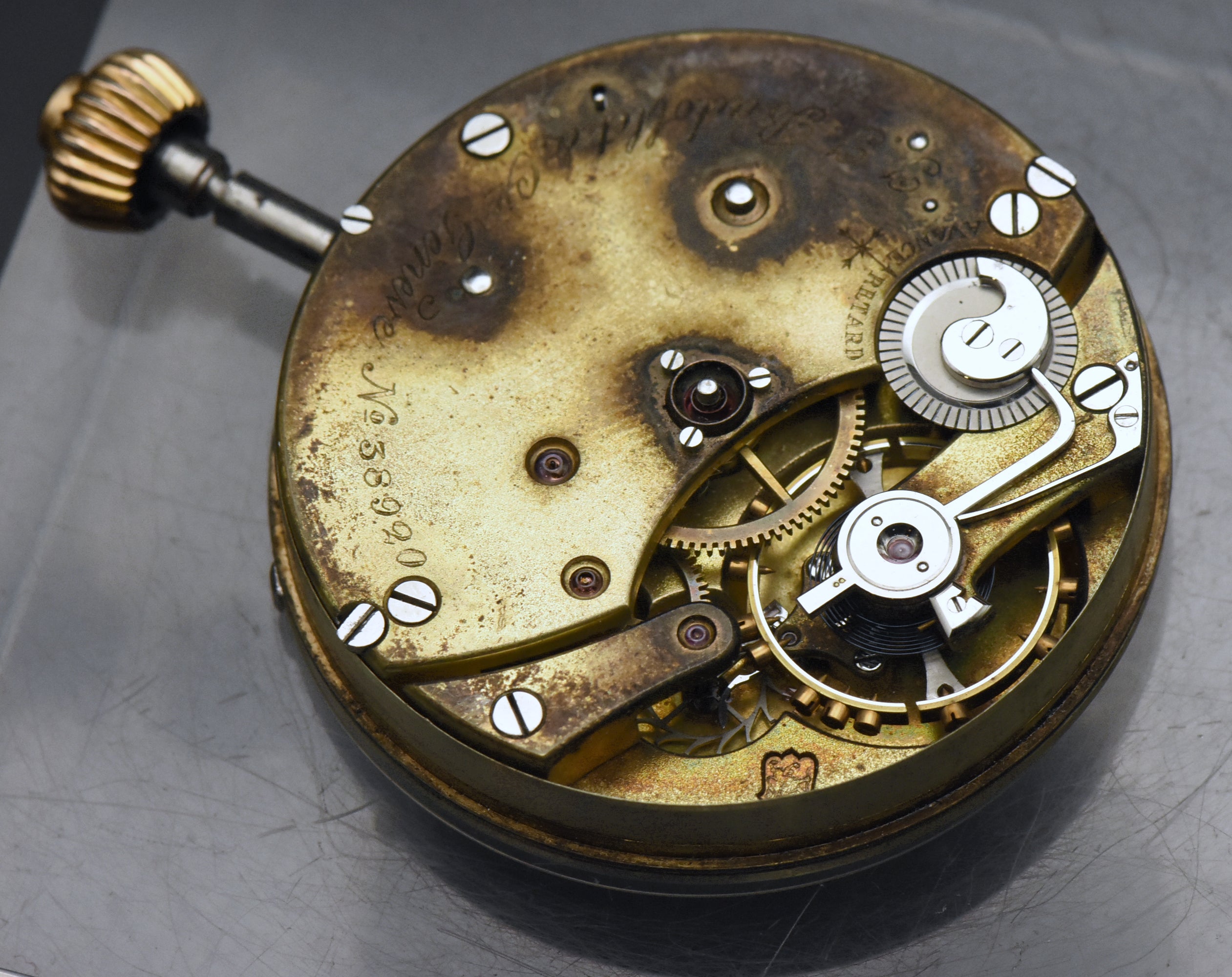 J.J. Badollet & Co. - Antique Swiss Pocket Watch Movement - Functioning