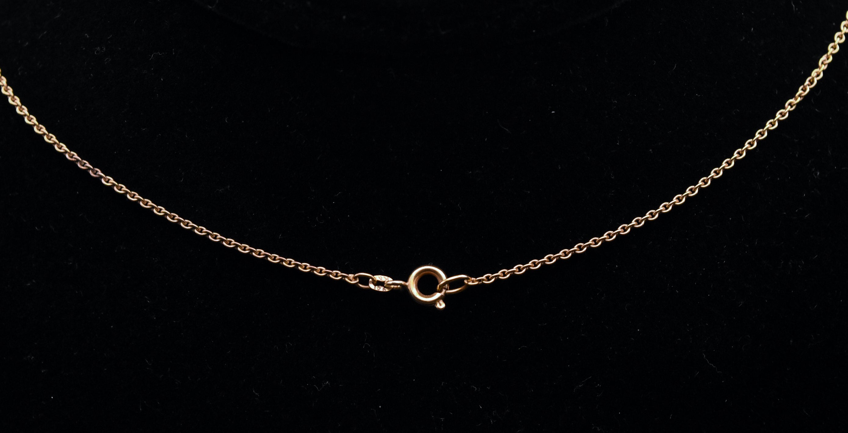 Kordes & Lichtenfels - 9kt Gold Tiger's Eye Pendant Gold Chain Necklace - 18"