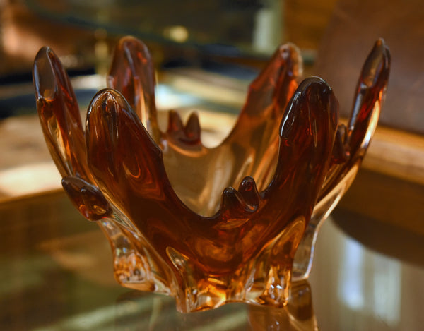 Vintage Handmade Glass "Lava Splash" Bowl