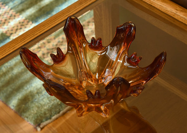 Vintage Handmade Glass "Lava Splash" Bowl
