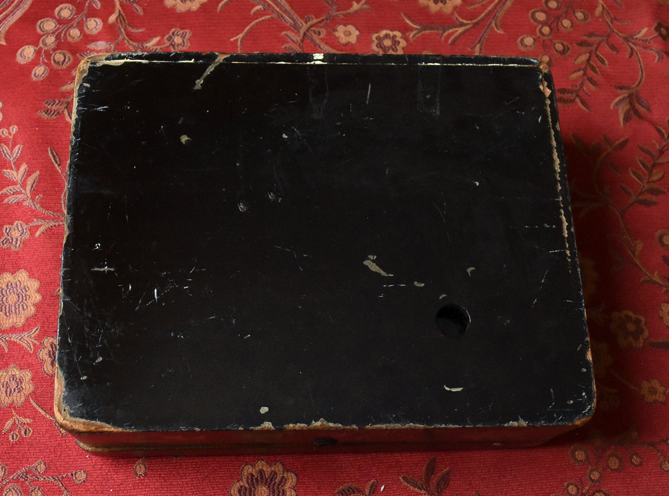 Antique Metal Inlaid Lacquer Wooden Box Set - AS IS