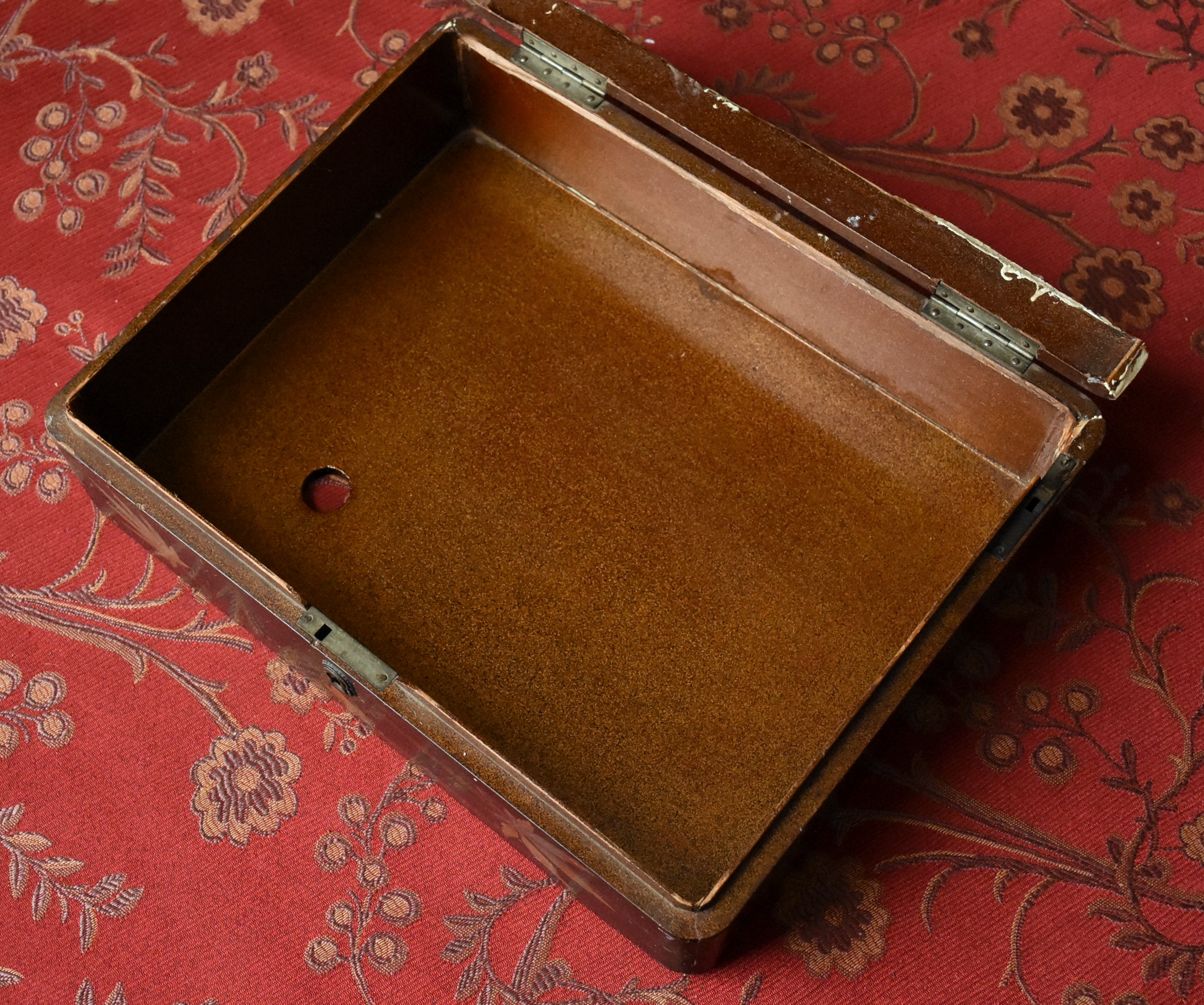 Antique Metal Inlaid Lacquer Wooden Box Set - AS IS