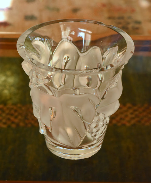 Lalique - Vintage Grape Motif Glass Vase - AS IS