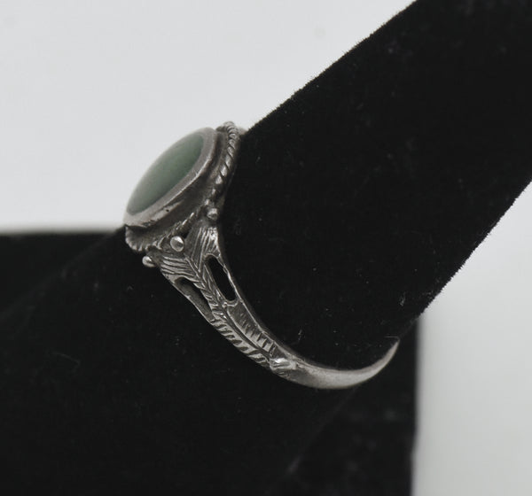 Vintage Malachite Sterling Silver Ring - Size 6.5