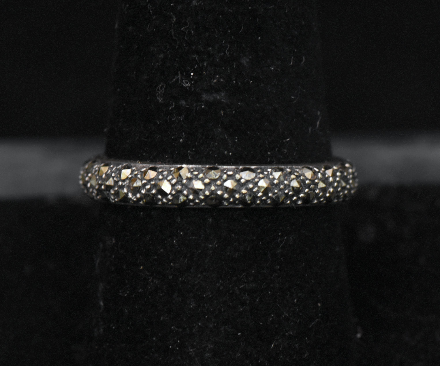 Vintage Sterling Silver Marcasite Band - Size 9