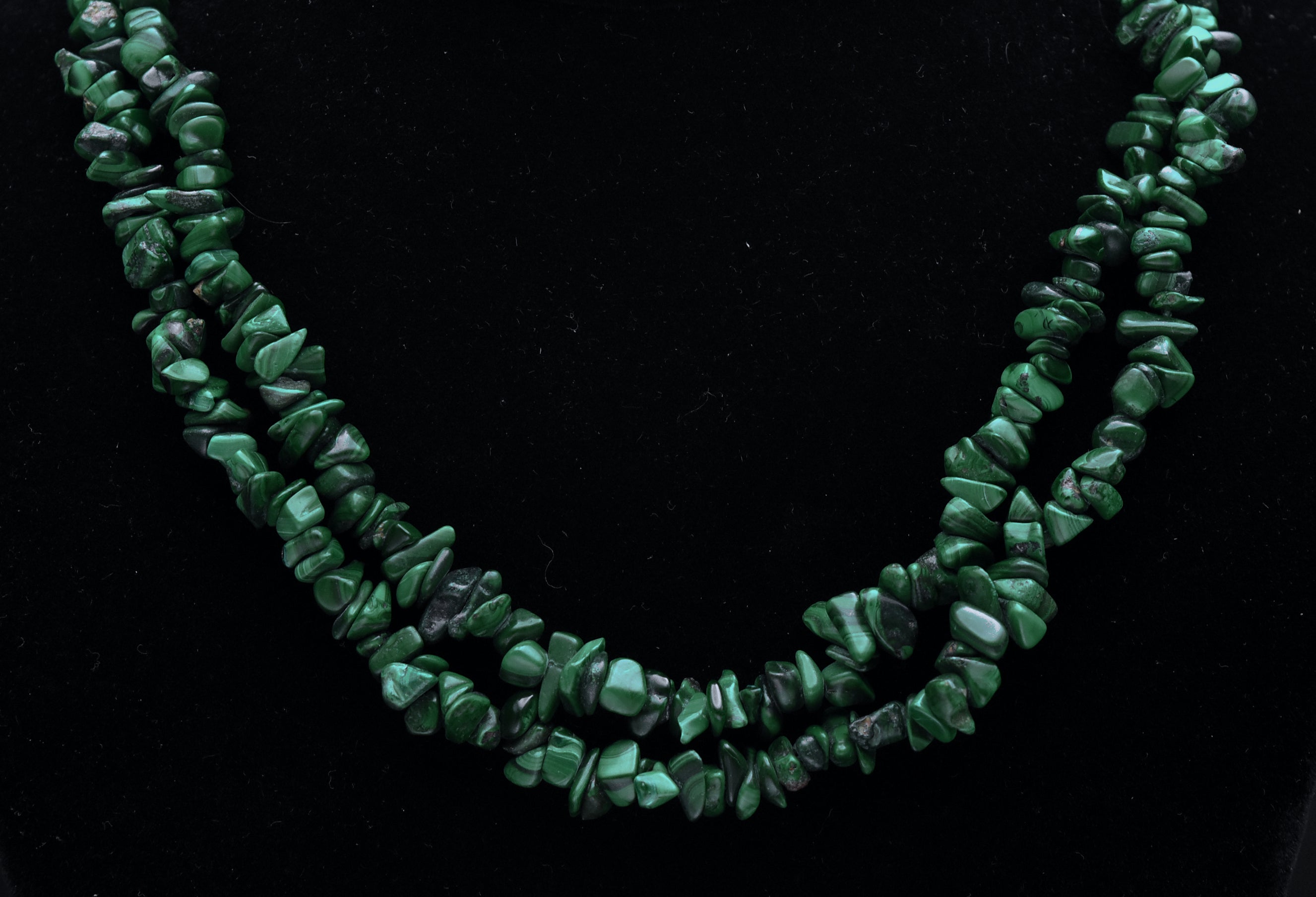 Malachite Chip Bead Necklace - 36"